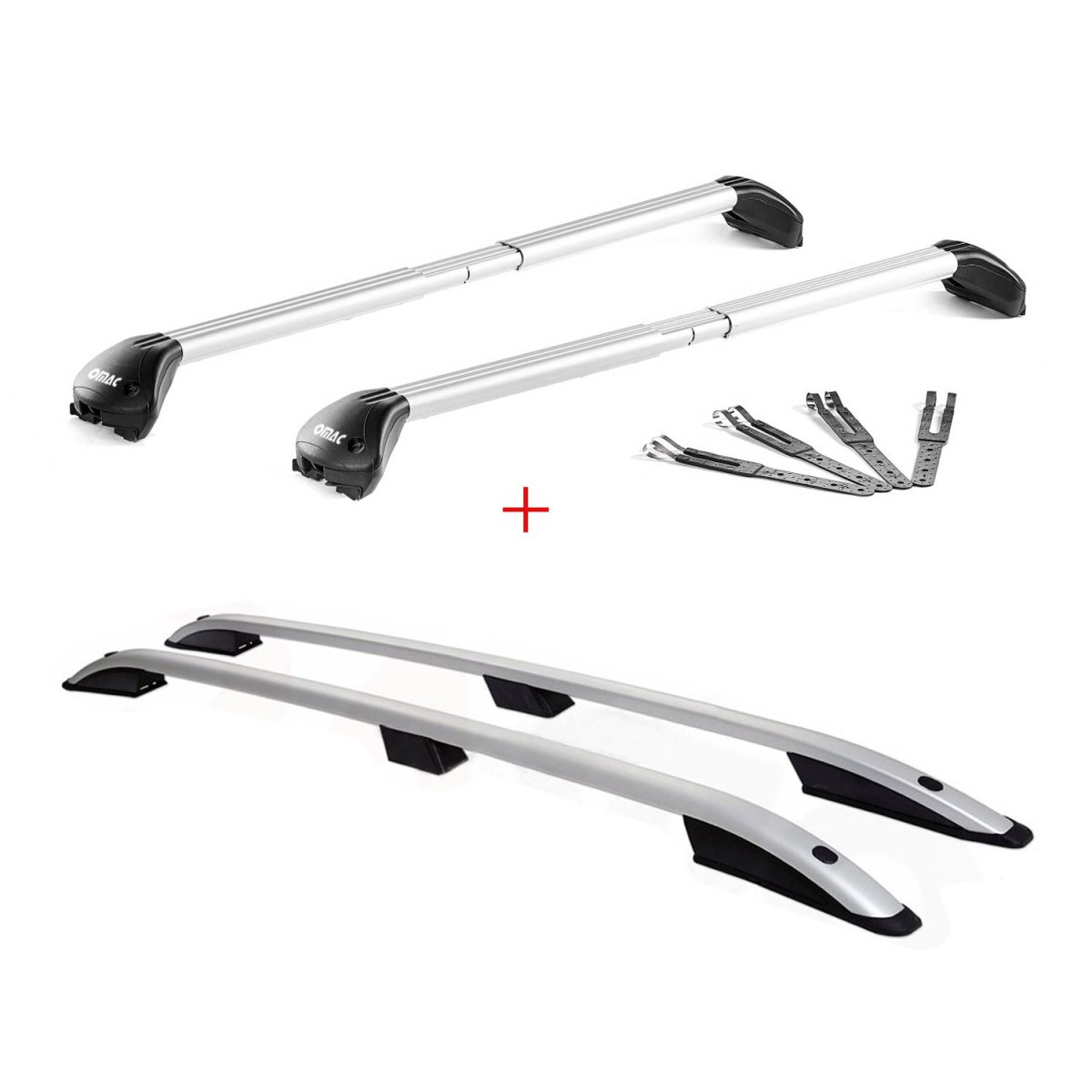 Volkswagen Tiguan Roof Rack Roof Rail SET - Omac - 7514950SP + 96515651OMC - Gray - '09-'17